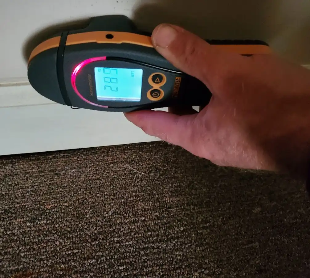 Moisture detection at baseboard during Burst Pipe Cleanup in Wrightsboro
